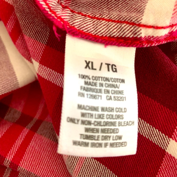 Aeropostale Flannel Plaid Shirt Long Sleeves Pink Button Up Women Western XL - Picture 7 of 8